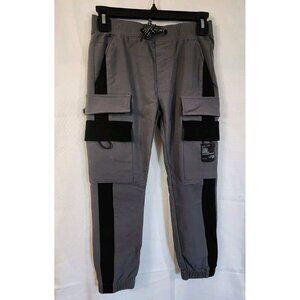 Rock Salt Boys Joggers Waterproof Cargo Drawstring Waistband Grey Size Medium